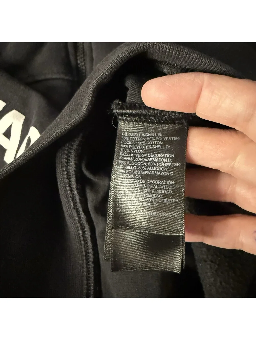 The North Face Men’s Medium Black Full Zip Hooded Jacket Logo Sleeve Fleece